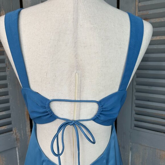 Free People Gia Bustier Slip Maxi Dress Coastal Blue Sz 4 - Picture 11 of 16